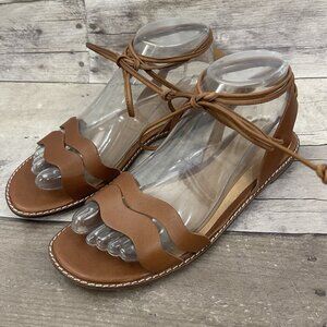 Madewell Womens The Wave Lace Up Sandal In Brown Leather Size 7